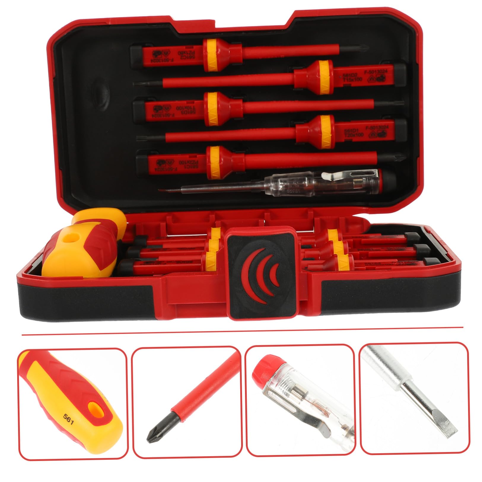 SHINEOFI Cacciaviti Isolati Vde in Acciaio Vanadio Set 13 Pezzi Punte Magnetiche Pozidriv a Stella Custodia Inclusa per Elettricisti Professionisti