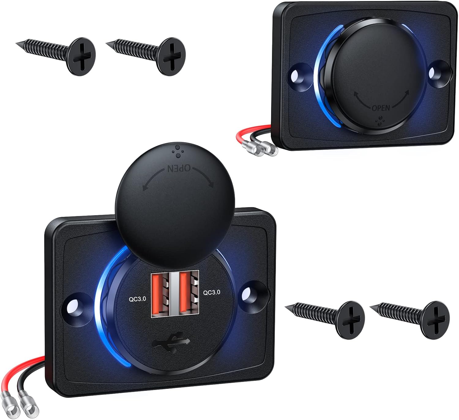 EXTRACTME Quick Charge 3.0 12V USB Outlet, RV USB Outlet Panel Dual USB Car Charger