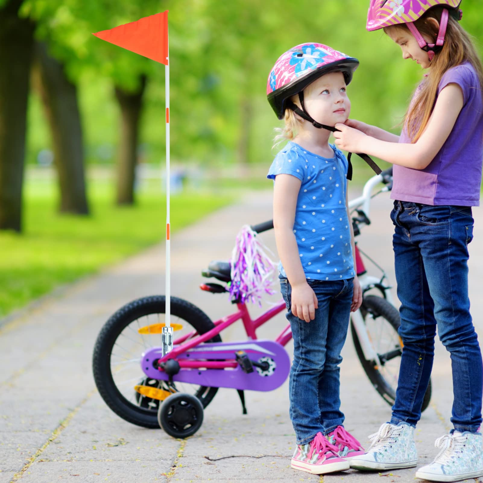 Drapeaux De Sécurité Pour Vélo Et Go-kart Avec Mât Réglable Et Support LED, Hauteur 125cm