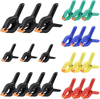 Wokape 22Pcs 2 Inch 3 Inch 4 Inch 5 Colors Spring Clamps Set Professional Plastic Spring Clamps Backdrop Clips Clamps Plastic Mini Clamps Set for Crafts Backdrop Stand Woodworking Assembly