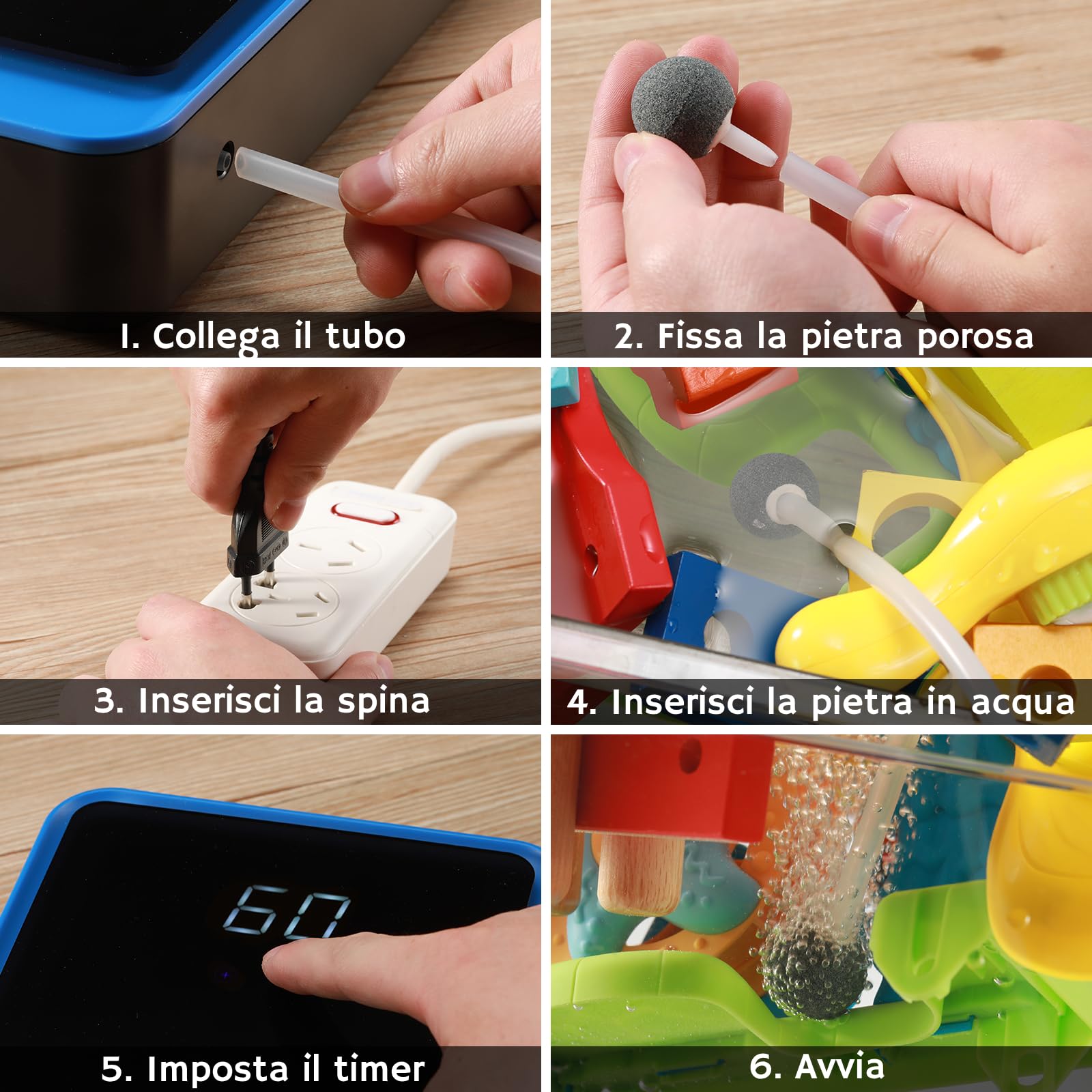 Airthereal AH1000 Generatore di Ozono 2-in-1 per Acqua e Aria, con 2 Modalità, Timer e Generatore di Ioni Negativi – Purifica Acqua, Aria, Panni, Frutta e Verdura