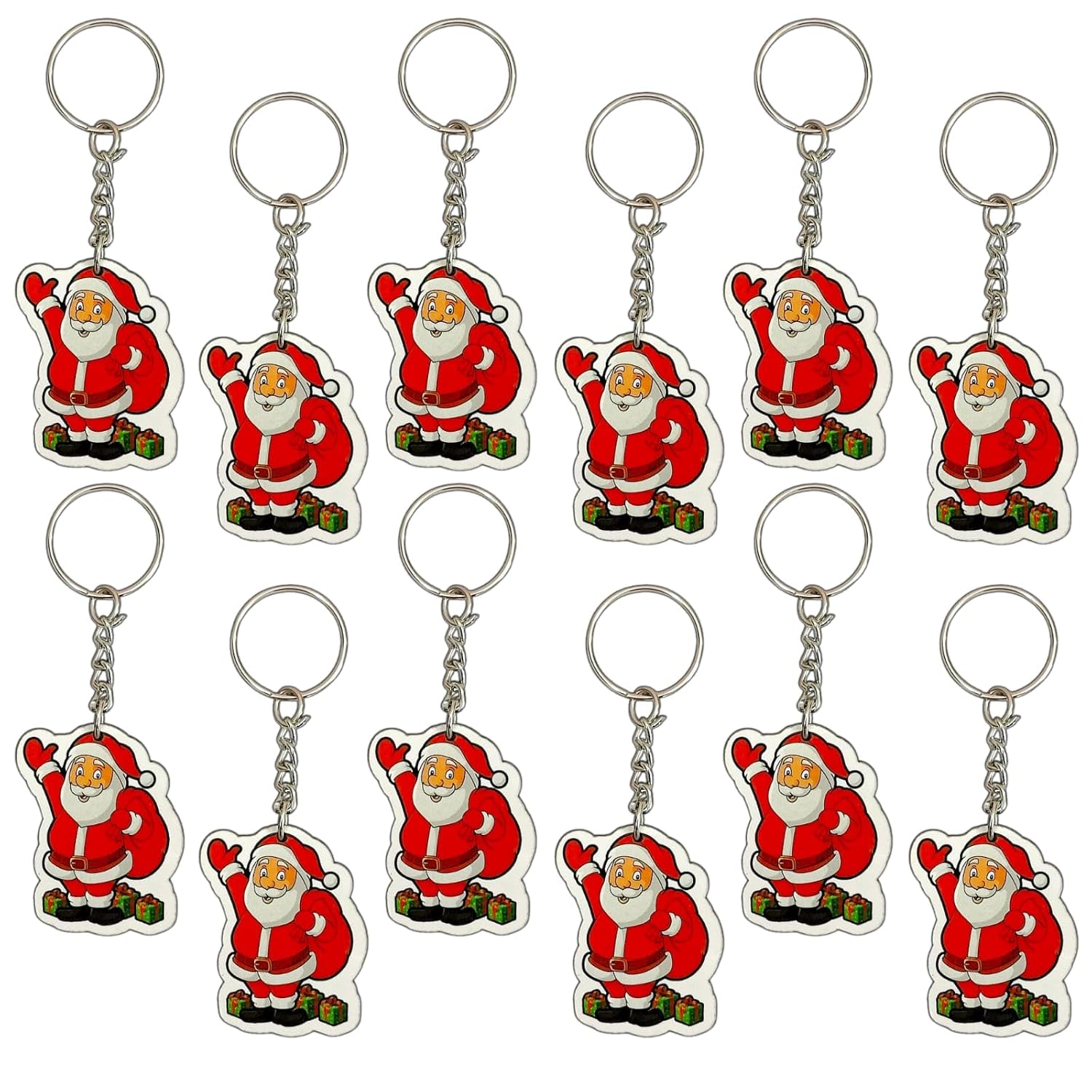 TERA 13 Christmas Keychain for Kids, Wooden Keychain, Keychain for Car, Bike, Office, Home, Fashion Accessory Backpack, Santa Keychain, Christmas Gifts for Kids