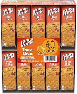 Lance Toast Chee Cheddar Cheese Sandwich Snack Crackers, 40 Count Bulk