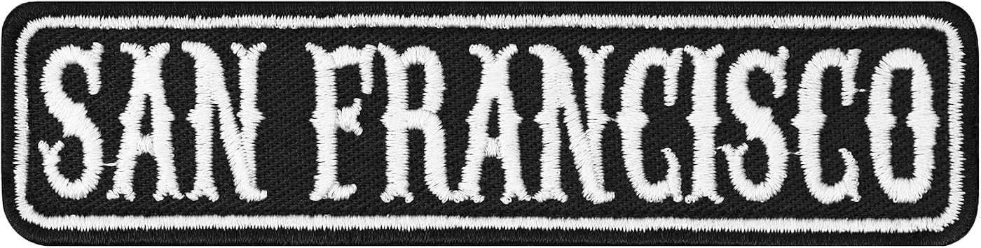 Motorcycle Jacket Sew-On San Francisco Sticker for Sewing/Ironing San Francisco California Biker Patch Rank Patch for All Fabrics Motorcycle Application 100 x 25 mm
