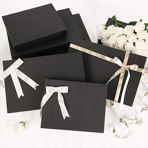 Miniatura 4 de JINMING 12 cajas de regalo con tapas, cajas de regalo de 11 x 8.5 x 1.5 pulgadas para ropa, cajas de regalo negras, cajas de regalo para camisas