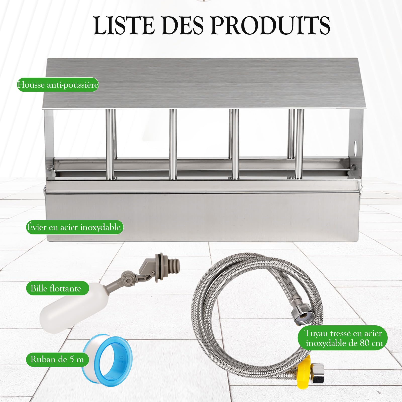 Abreuvoir automatique pour poulet en acier inoxydable grande capacité pour pigeons cailles poussins