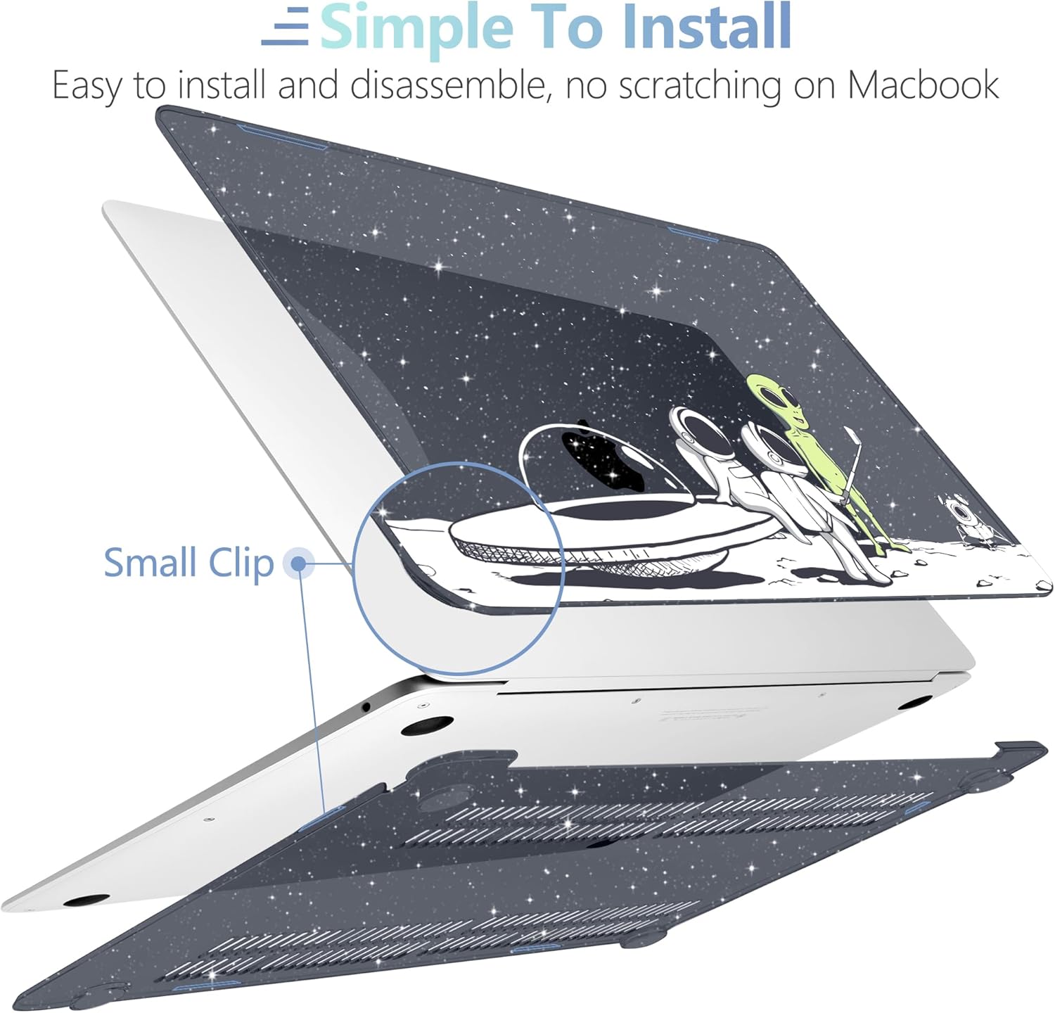 MEEgoodo for MacBook Air 13 inch Case 2021 2020 2019 2018 Released A2337 M1 A2179 A1932 with Touch ID, Plastic Hard Shell & Keyboard Cover Compatible with MacBook Air 13.3, Astronauts & Alien - Image 4