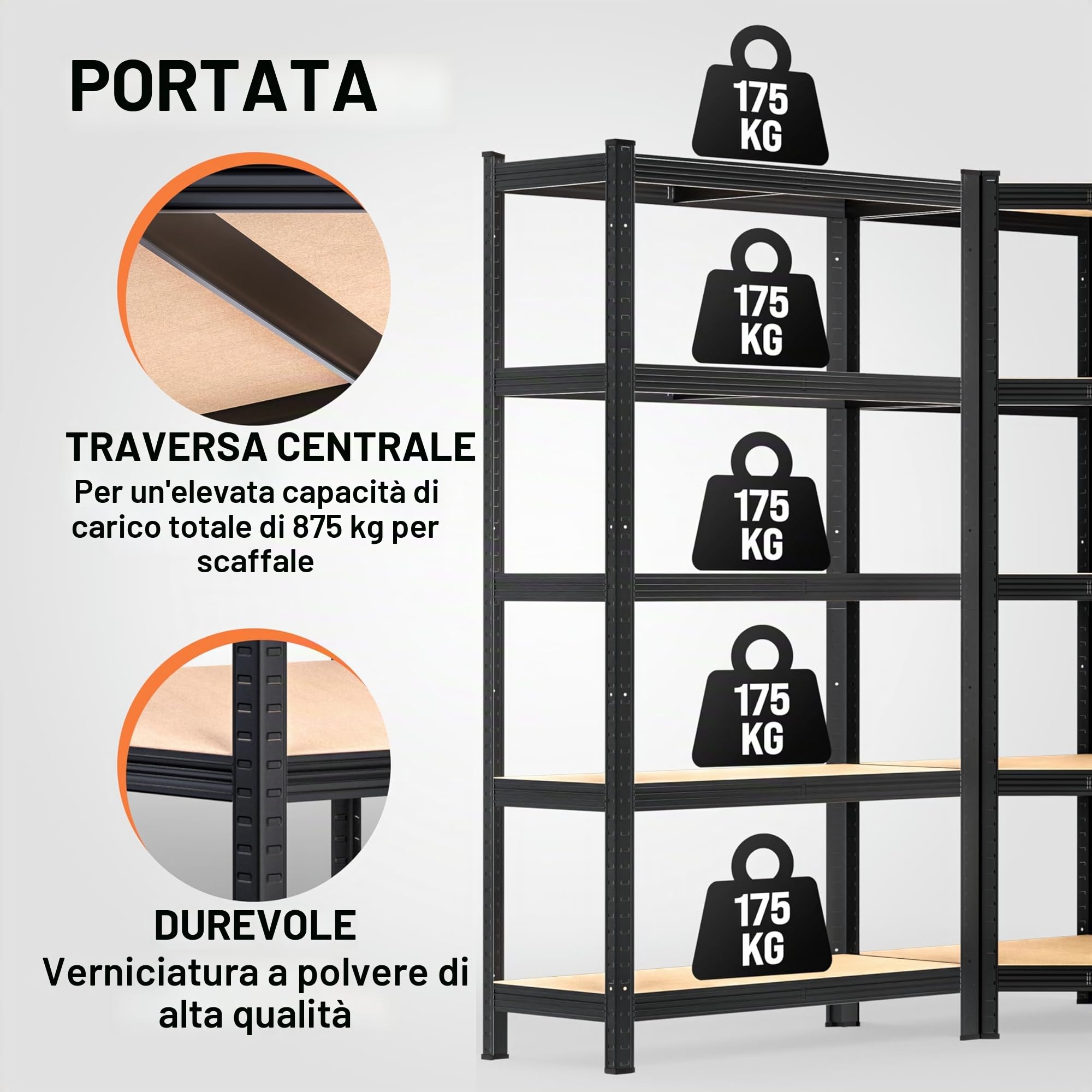 Monzana® Scaffale Angolare Metallo 2625kg 15 Ripiani MDF Scaffalatura Metallica Scaffale Alta Portata Angolo Scaffali