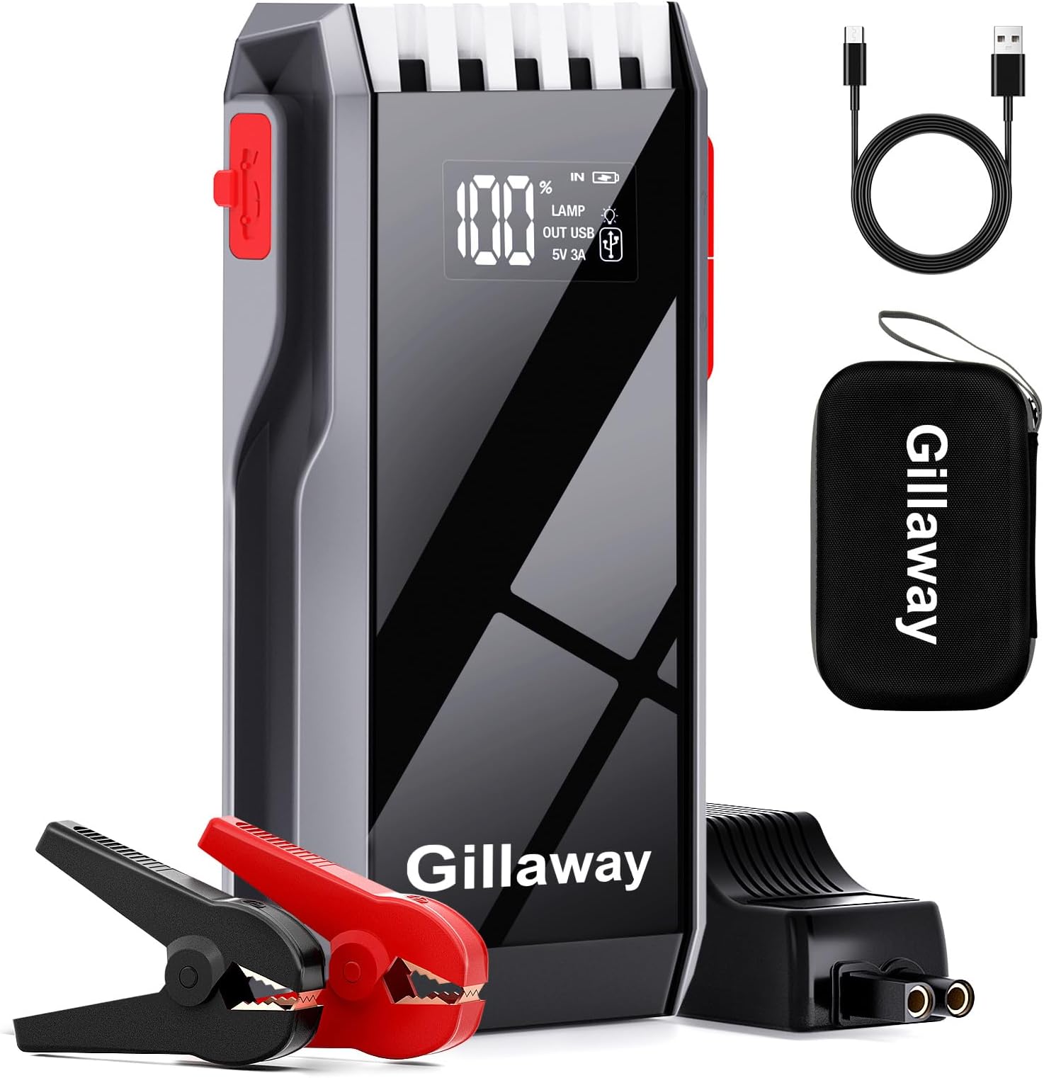 GILLAWAY 012 Jump Starter Battery Pack, 4500A Peak Car Battery Charger Jump Starter for Up to 10.0L Gas or 8.0L Diesel Engine,12V Car Jumper Starter Portable with Full LCD Screen.