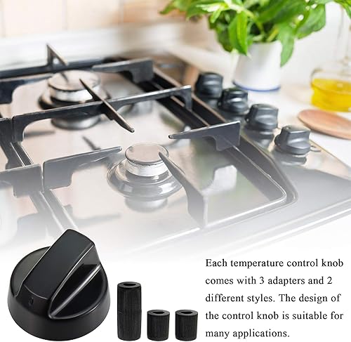 Miniatura 8 de Blutoget Paquete de 4 perillas de control universales negras con 12 adaptadores, compatibles con estufa de horno, pomos universales para estufas,