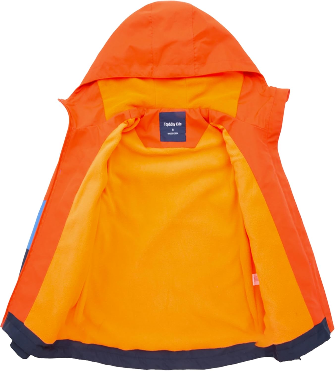 M2C Boys Girls Hooded Color Block Waterproof Fleece Lined Windbreaker Jacket - Image 3