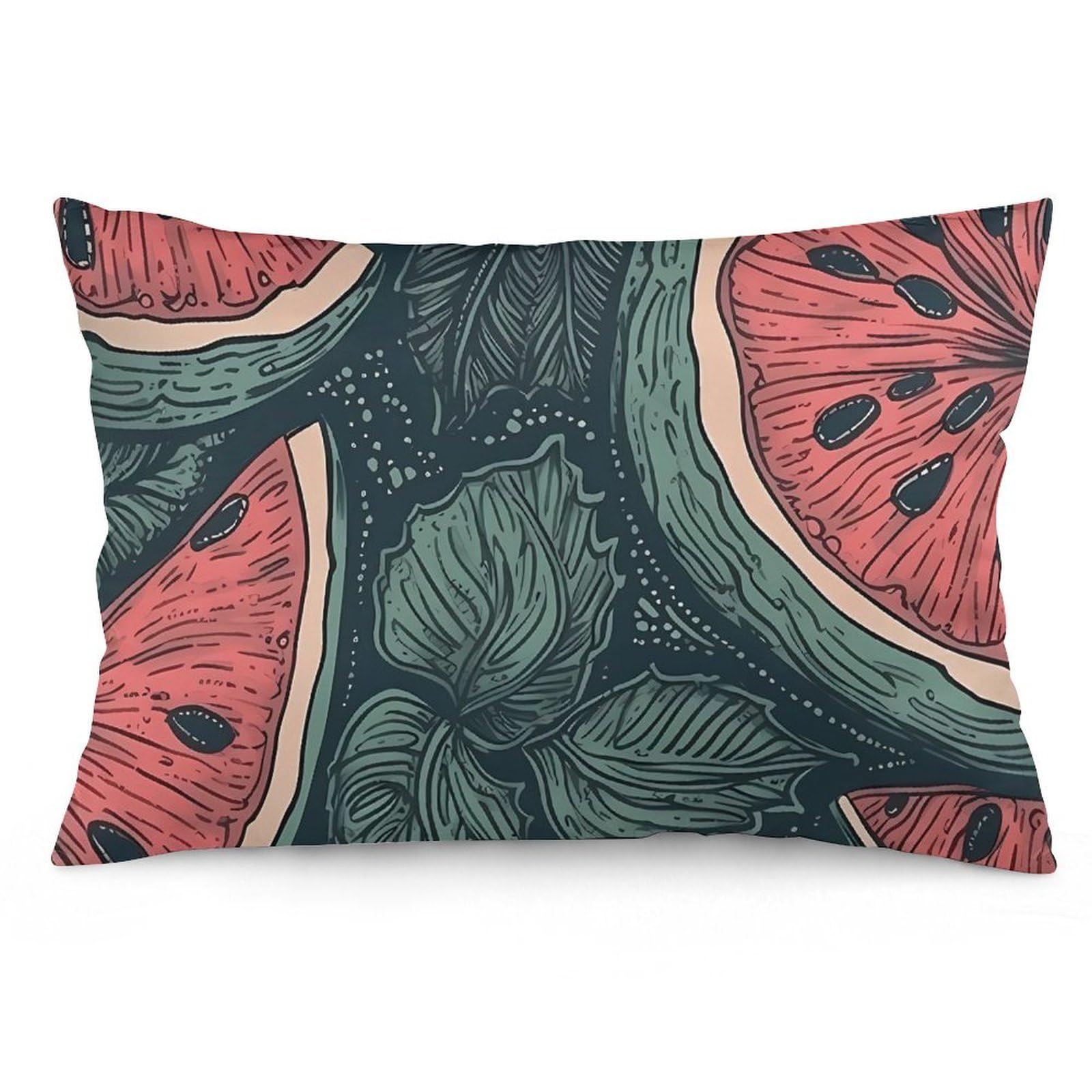 NTVOWPZO 2 Pack Decoration Throw Pillow Covers 12 "x20 Pillowcases Covers Hand Drawn Watermelon Pattern Pillowcases Modern Farmhouse Home Decor Sofa Cushions Covers for Couch Bed Living Room