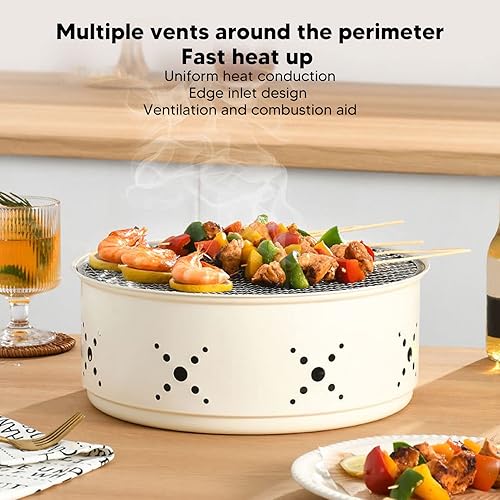 Miniatura 2 de Portable Charcoal Grill Mini BBQ Small Barbecue Grill Stainless Steel Camping Stove with Thick Body for Outdoor Picnics