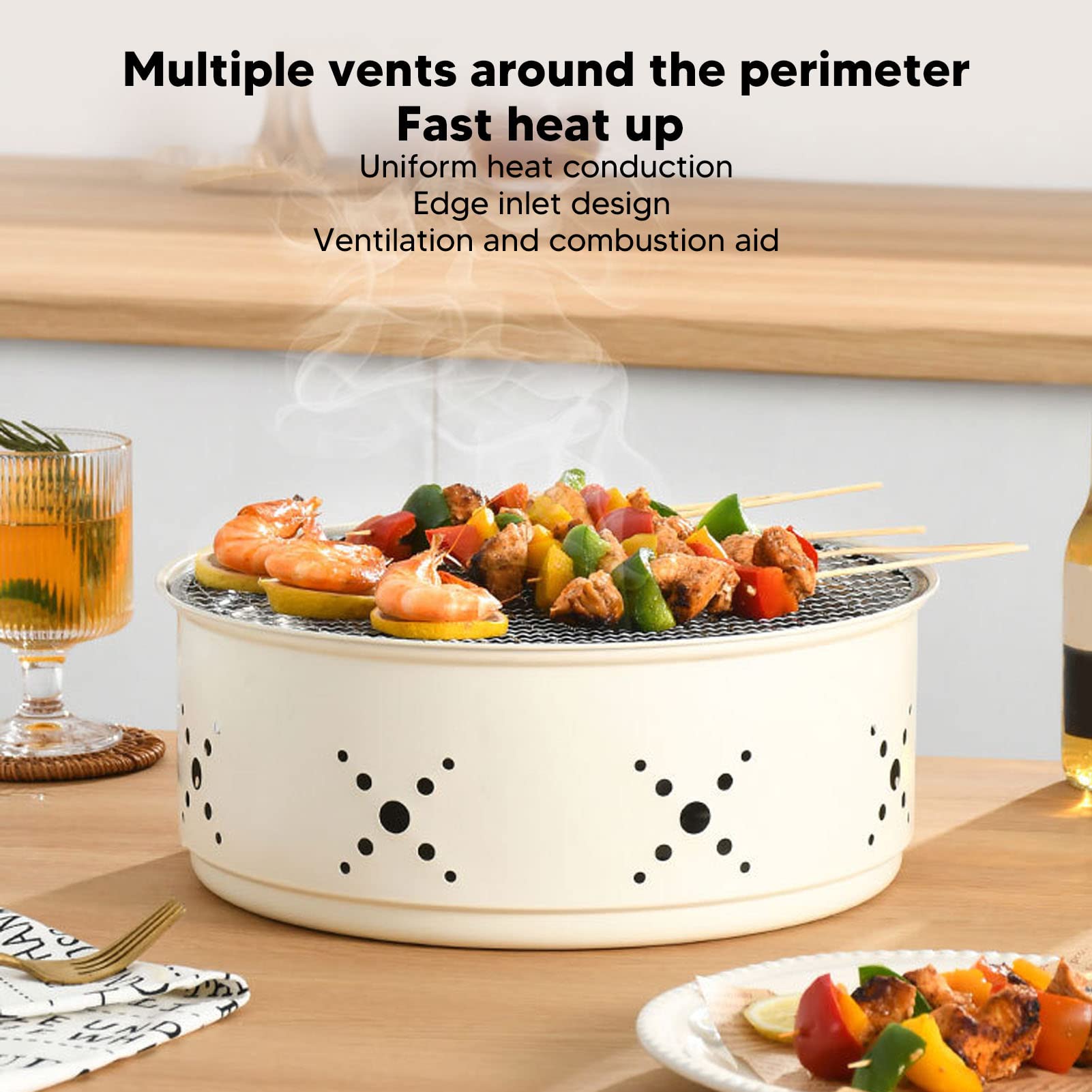 Przenośny grill ze stali nierdzewnej Mini Chal 29 × 11,3 cm - Kaktowy i lekki na kemping i wędrówki i łatwy do czyszczenia, idealny dla rodzin