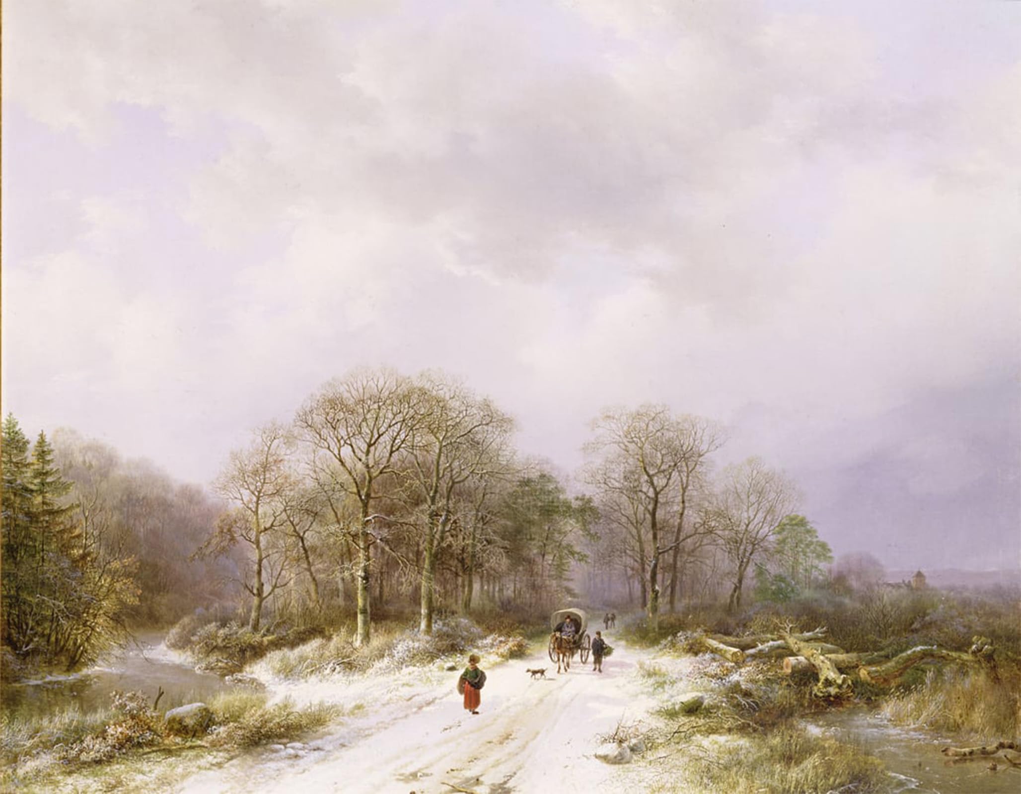 Artxlxxbn No Frame Famous Painting Canvas Artwork Graffiti Print On The Way To Market By Barend Cornelis Koekkoek Portrait Canvas Image For Home Decor 60X90cm