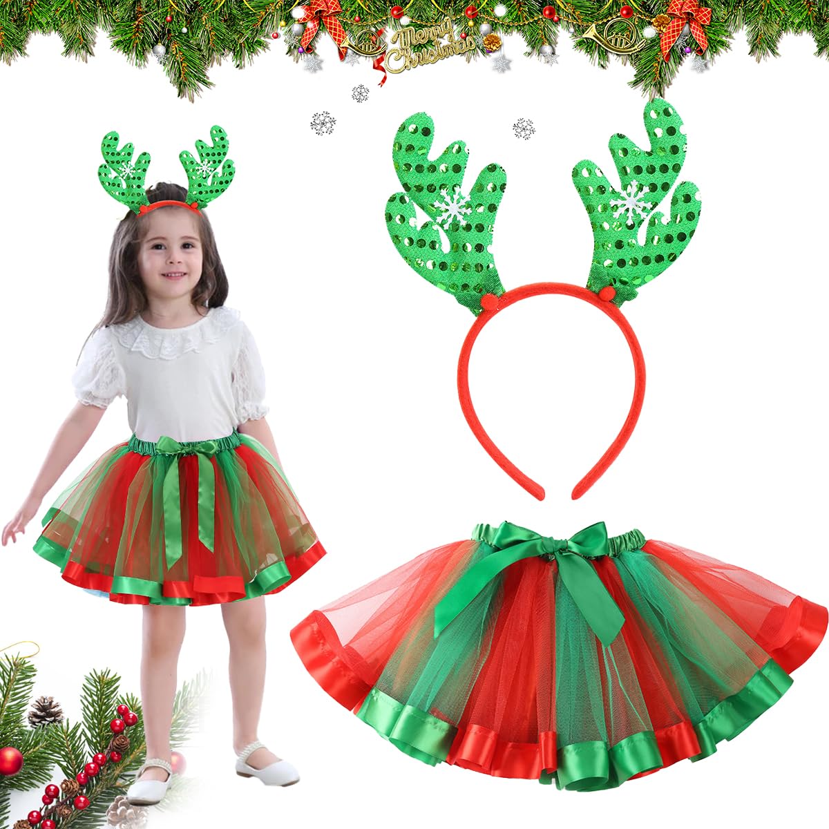 Conjunto De Disfraz De Elfo Navideño Para Niña – Vestido De Terciopelo Verde Y Rojo Con Gorro, Zapatos Y Medias – Lentejuelas Y Manga Larga – Ideal Para Fiestas Escolares Y Navidad