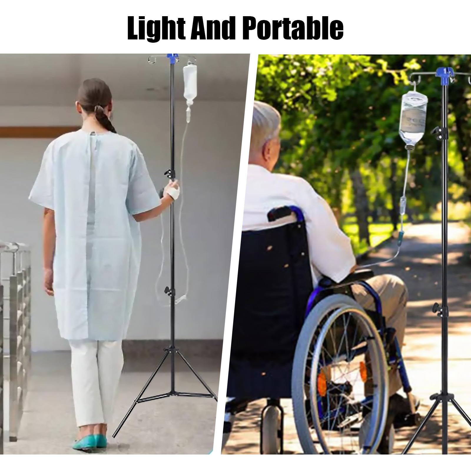 Supporto verticale pieghevole per infusione 2M Supporto per sacca antigoccia Lunghezza regolabile Supporto per flebo per l'assistenza clinica domiciliare