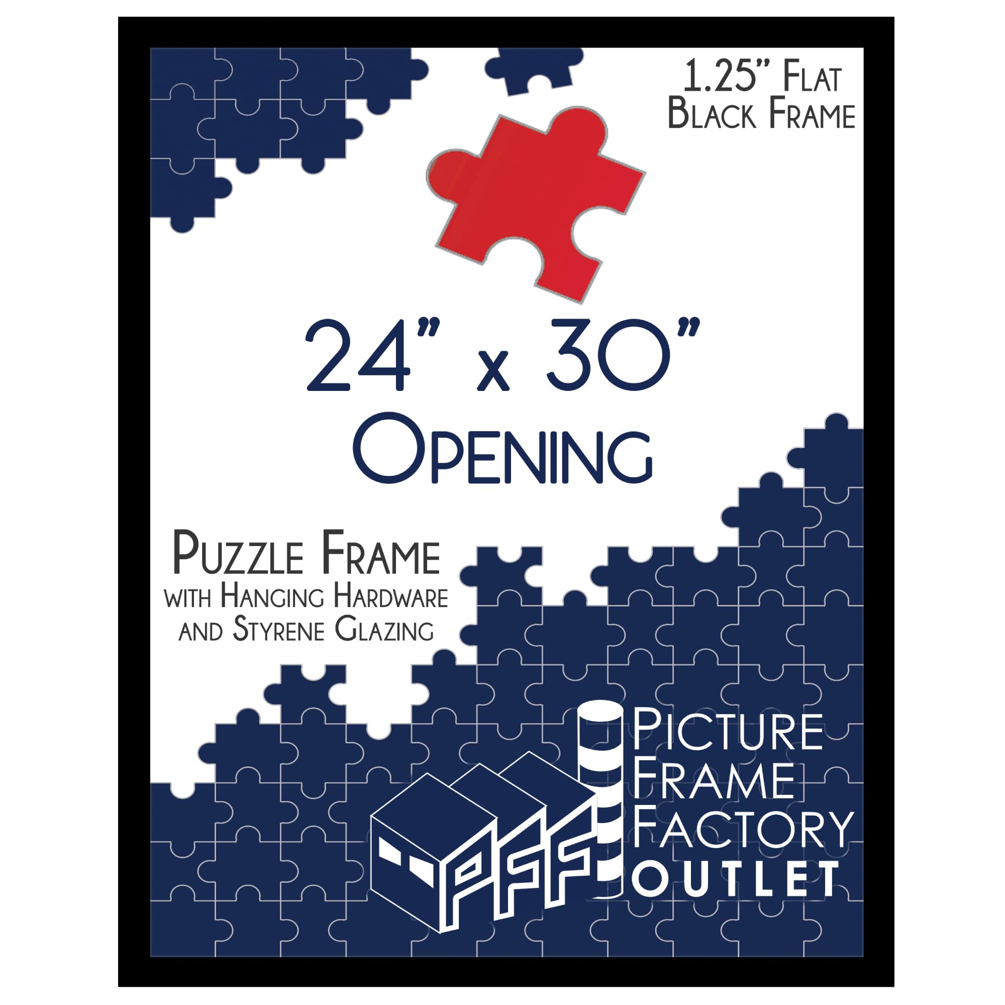 Picture Frame Factory Outlet - 24x30 Puzzle Frame with 1.25" Flat Black Profile - All-in-One Solution for Your Cherished Puzzles and Artwork