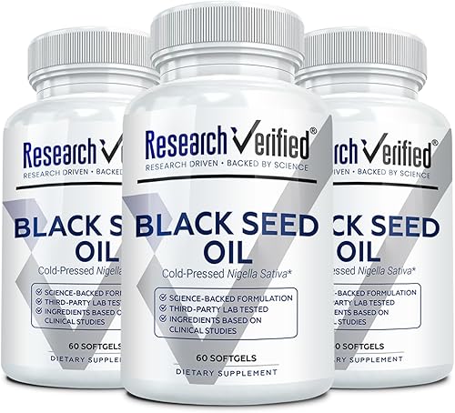 Research Verified Aceite de semilla negra, 90 cápsulas blandas, aumenta la inmunidad, apoya la digestión, mejora la función respiratoria, prensado