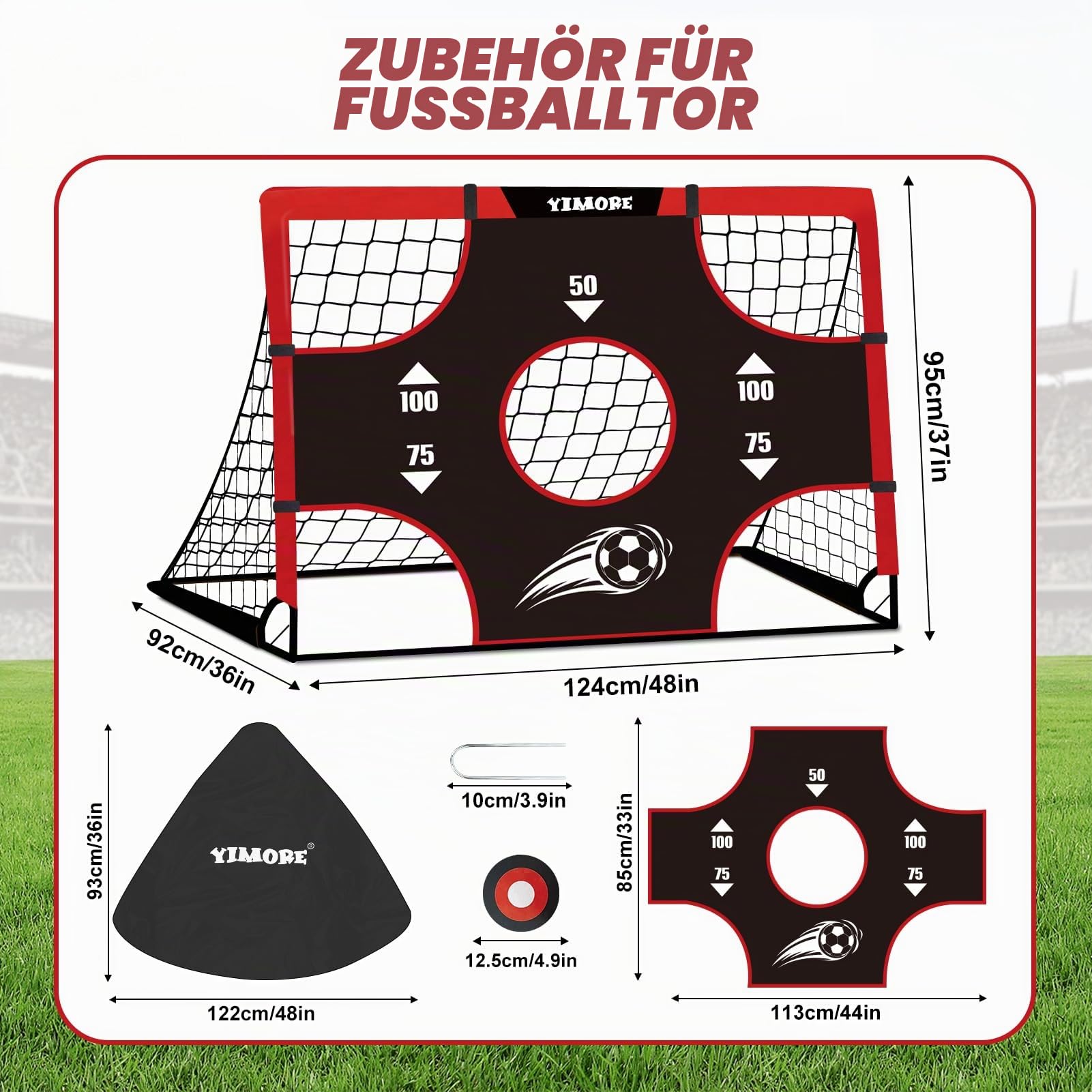 Yimore Fussballtore für Garten Kinder mit Tragetasche-3 in 1 Kinder Fußballtor Torwand für Kinder-Faltbares Fußball Tor Fussballtore Geschenke für Garten Kinder