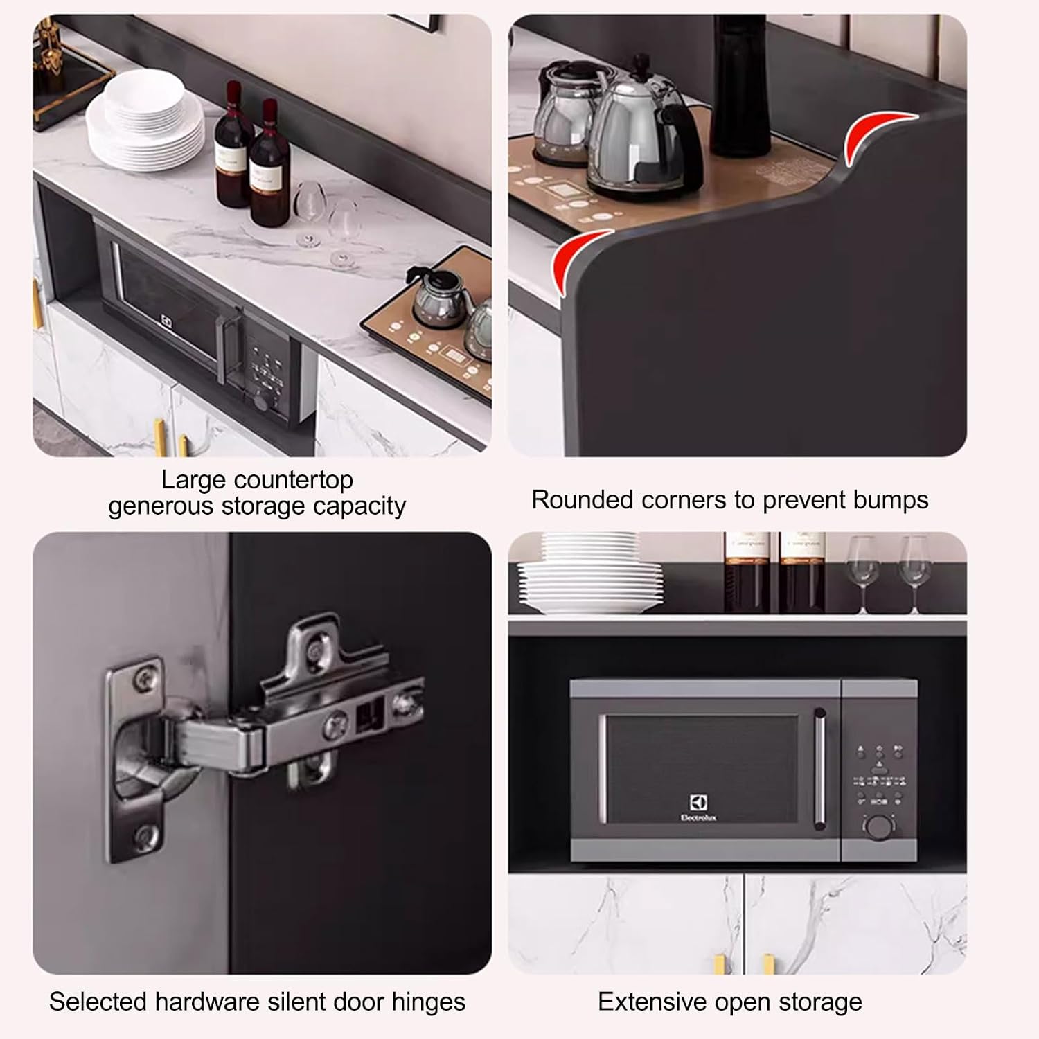 Sideboard Buffet, Wide Pantry Storage Cabinet, Tall Kitchen Storage Cabinet with Microwave Stand, Farmhouse Kitchen Hutch for Dining Room(60cm/23.6in)