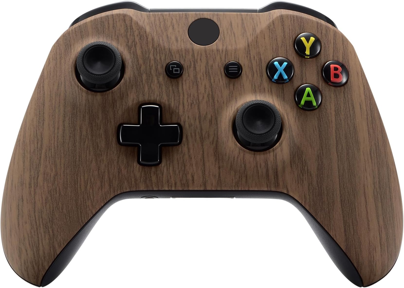 eXtremeRate Wood Grain Patterned Front Housing Shell Faceplate for Xbox One S & Xbox One X Controller