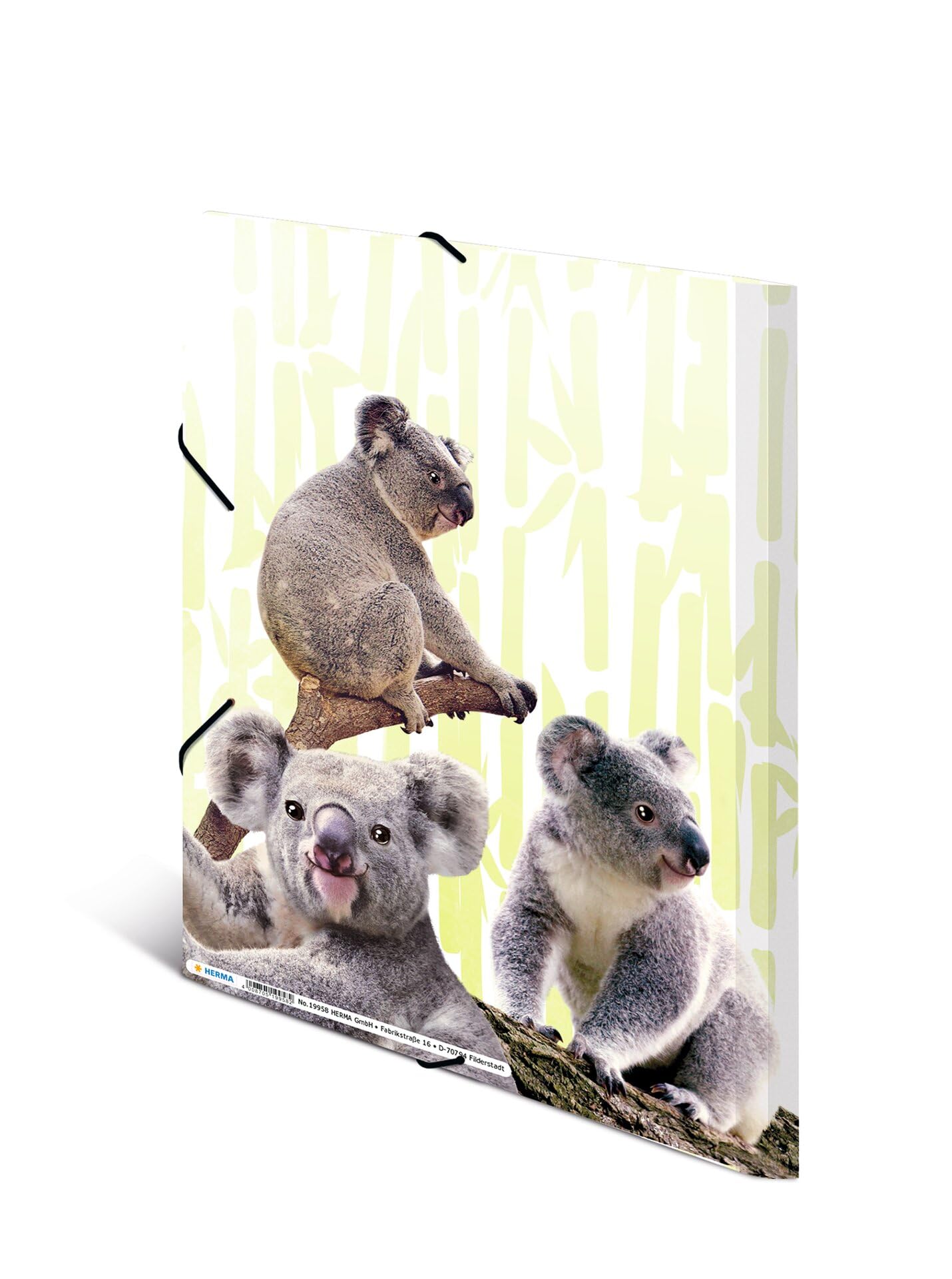 HERMA Collector's Folders A4 Koala Set of 3 Children's Plastic Corner Folder with Animal Motif, Elastic Band - Image 2