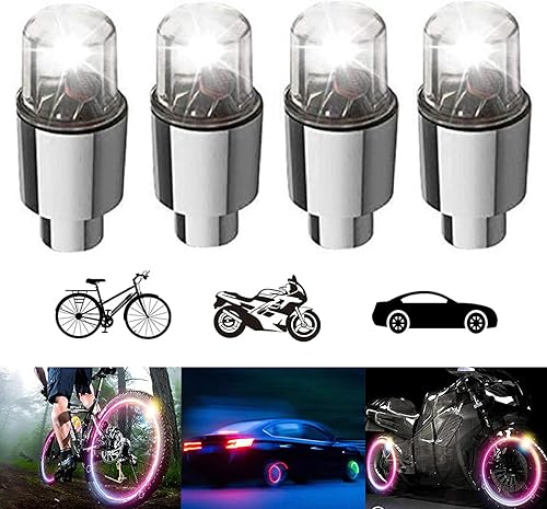 Paquete de 4 luces LED para rueda de bicicleta, tapones para válvulas de neumáticos de automóvil, tapas de vástagos de bicicleta, motocicleta,
