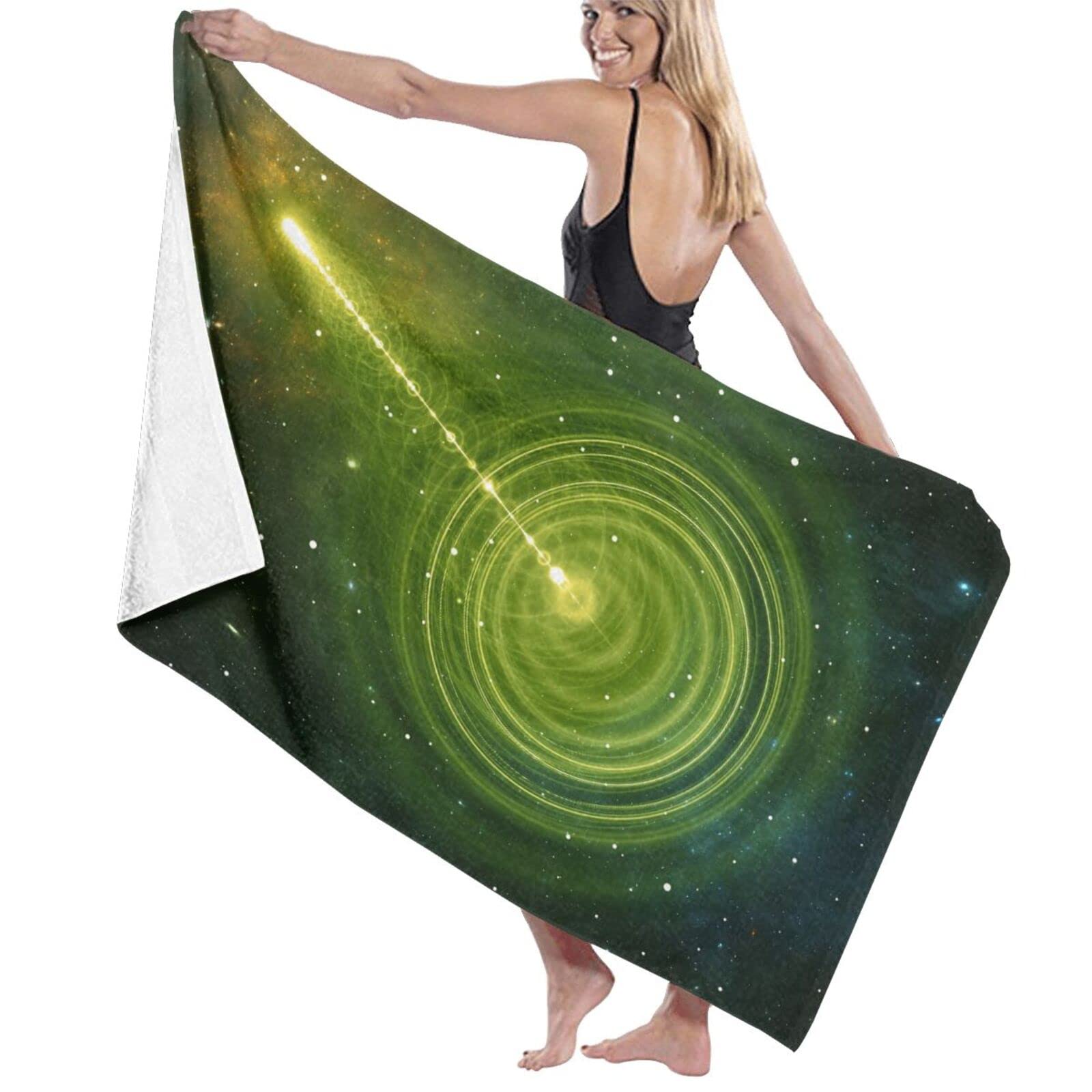 Serviette de bain 80 x 130 cm motif trou noir tunnel drap de douche léger