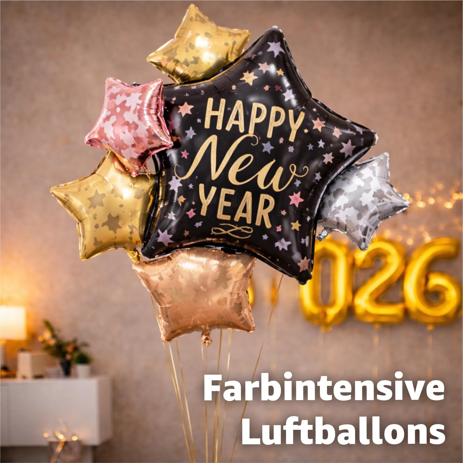 Set di decorazioni XXL per Capodanno 2026 – Happy New Year – Decorazione per Capodanno – con palloncini, stelle filanti, palloncini in lattice, coriandoli ecc. come decorazione per Capodanno (set