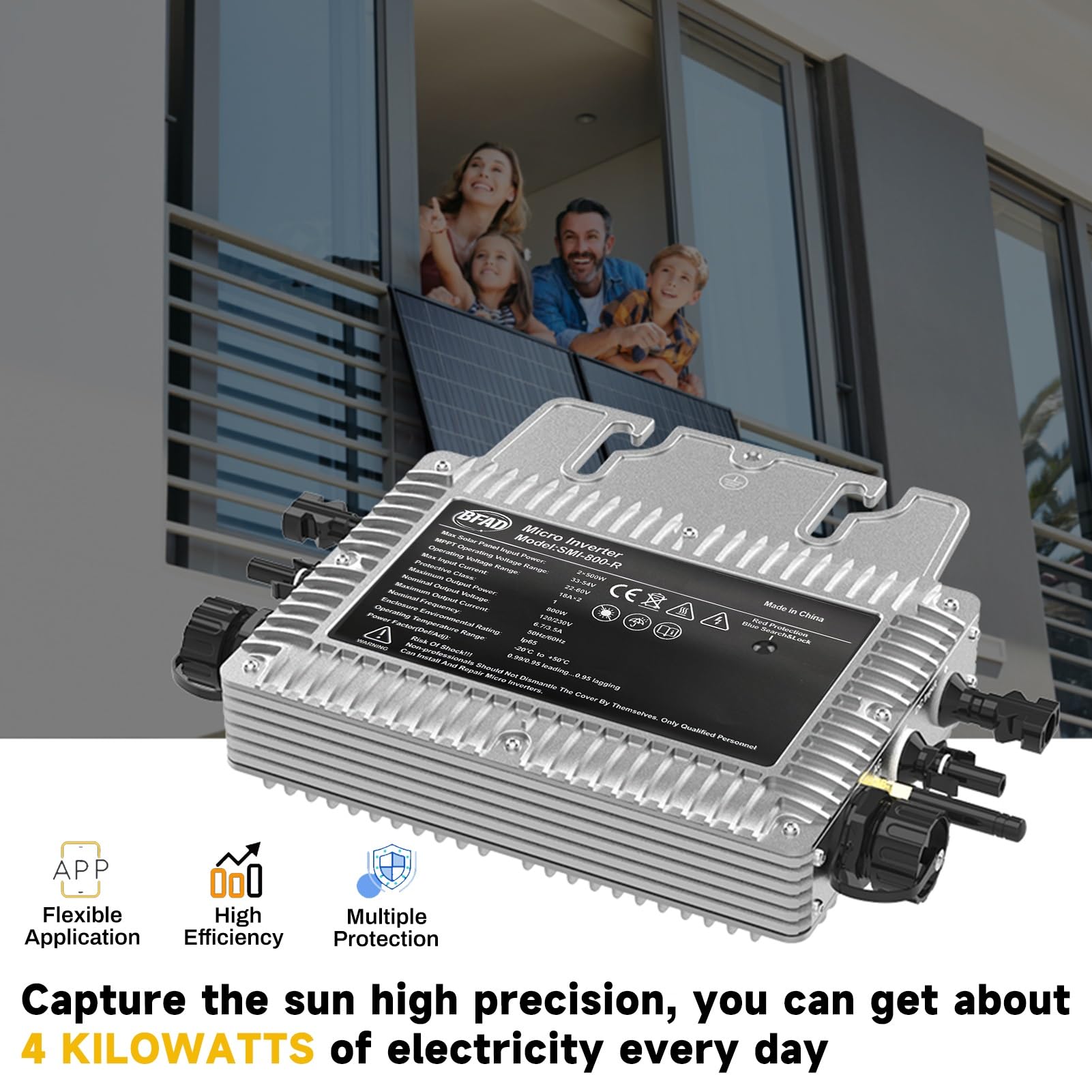 Buyweek 800w MPPT PV micro inverter solare collegato alla rete con sistema di monitoraggio del telefono cellulare WIFI, livello di protezione IP65 (SMI-800W-R)