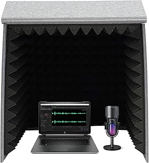 The Studio Podcast Equipment Gesangskabine Vocal Booth Schalldämmung Recording-Equipment Schalldämpfende Aufnahmekabine,Tragbare Faltbare, für Aufnahmestudio, Podcasts, 60 x 60 x 60 CM (Schwarz)