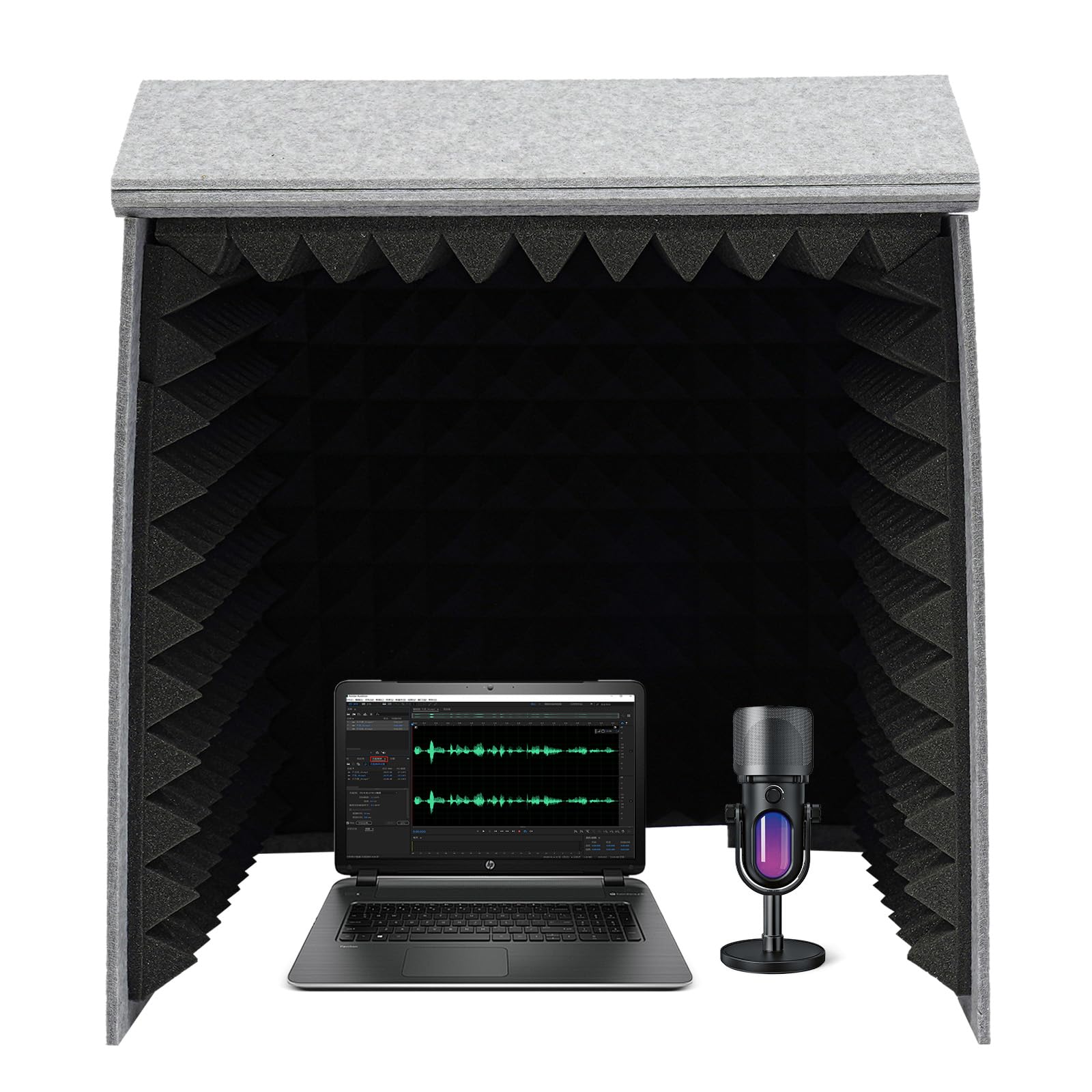 The Studio Podcast Equipment Cabina di canto Vocal Booth Insonorizzazione Recording Equipment Cabina di registrazione portatile pieghevole per studio di registrazione, podcast, 60 x 60 x 60 cm (nero)