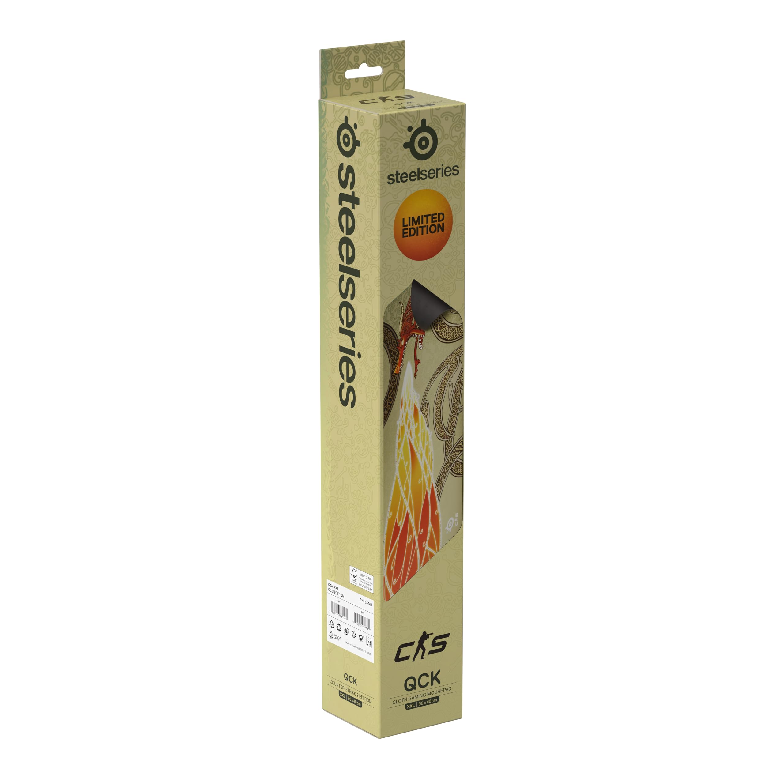 SteelSeries Alfombrilla Gaming QcK - CS2 Dragon Lore - Tela XXL - Cubre escritorios - Gran rastreo y Estabilidad - Optimizada para sensores de Gaming - para los géneros FPS, acción y RPG