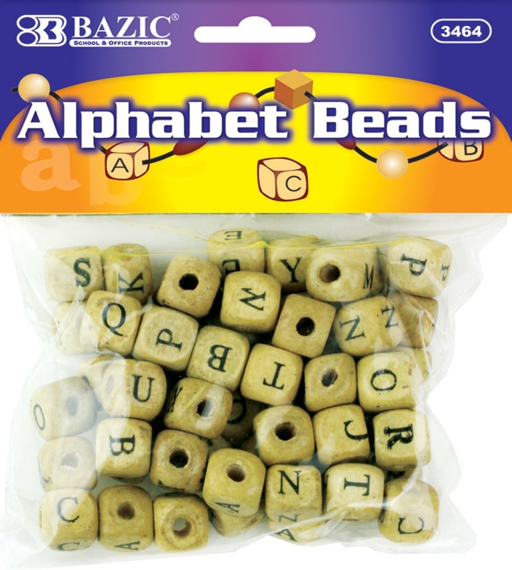 Bazic Alphabet Wood Beads (Case of 24) (3464-24)