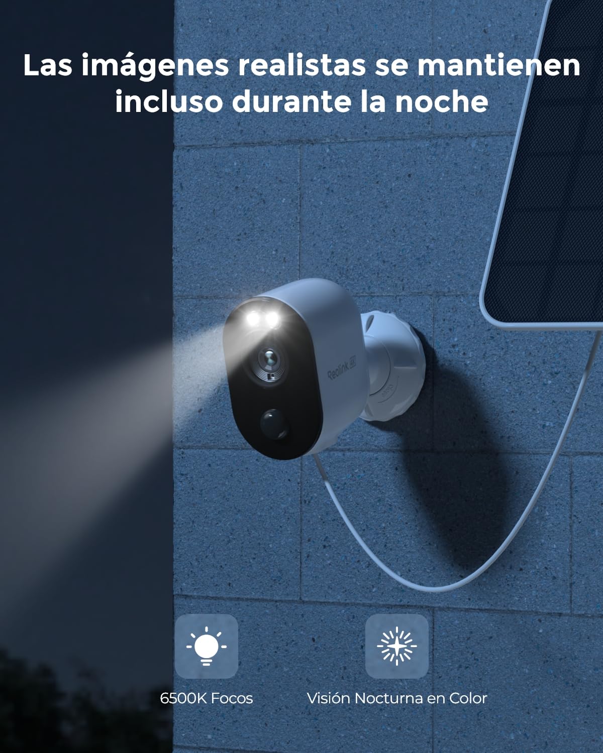 Reolink 4K Camara Vigilancia WiFi Exterior Solar, 8MP Cámaras de Vigilancia Sin Cables con Batería 2,4GHz/5GHz WiFi, Visión Nocturna en Color, Detección Smart, Cloud, Argus 3 Ultra con Panel Solar