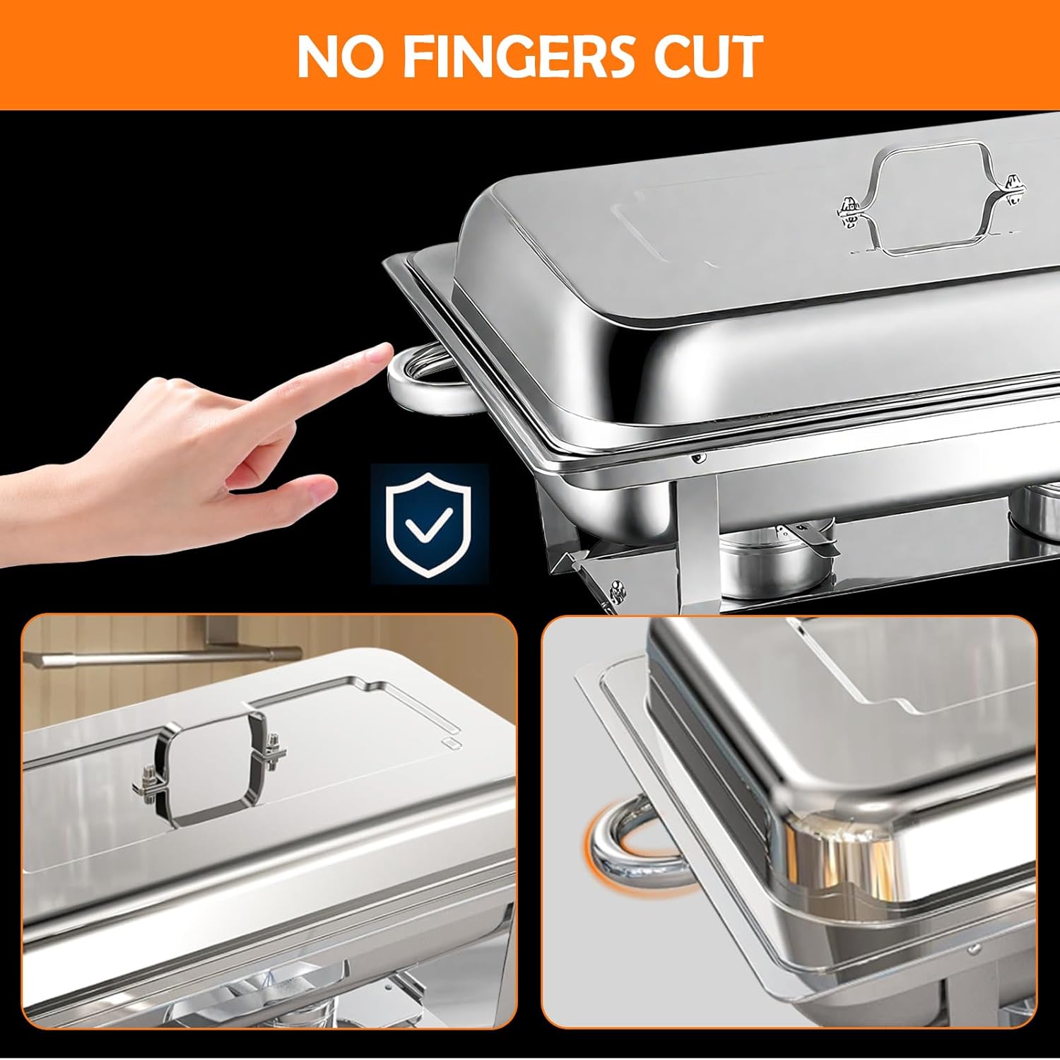 ALSO GO 2 Pack Chafing Dish Buffet Set & 2 Serving Tongs, 9QT Stainless Steel Rectangular Buffet Food Warmer Set with Full Size Food Pans and Folding Frame for Parties, Wedding, Christmas Catering