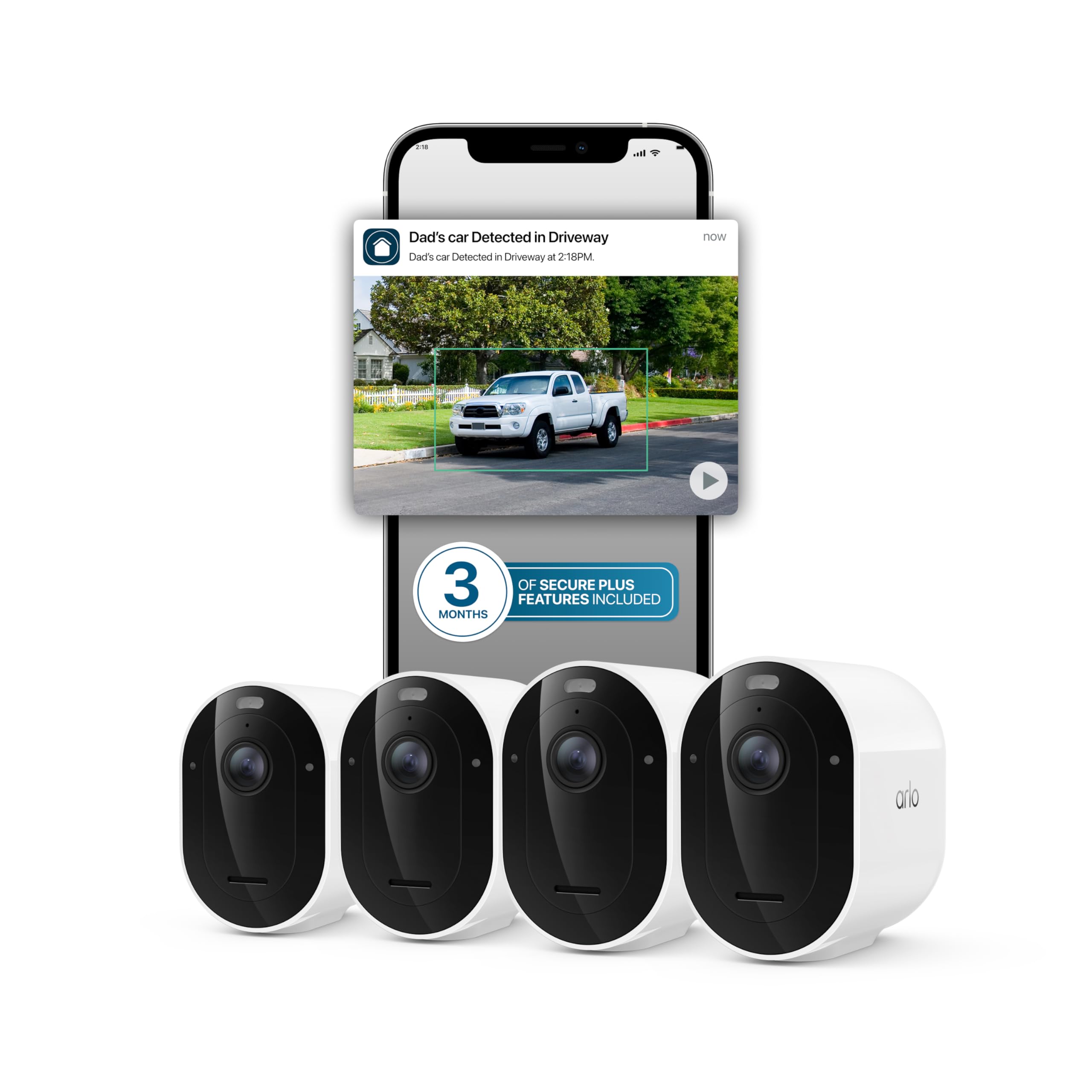 Arlo Pro Security Camera 2K HDR (6th Gen, 2025 Release) Wireless Outdoor Camera, 4 Cam, with Secure Plus 3-Month Subscription