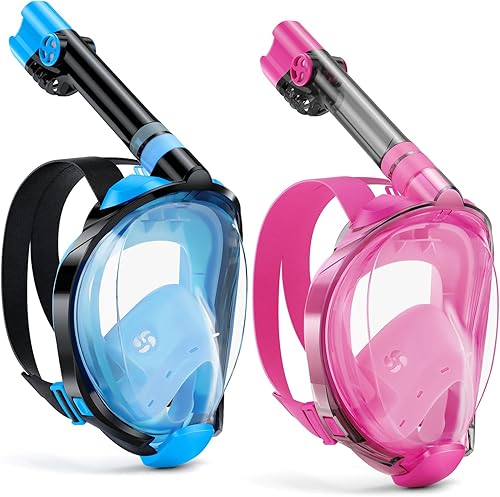 Miniatura 13 de WSTOO Full Face Snorkel Mask, Dry Top Snorkeling Gear for Adults, 180° Panoramic Foldable Design with Camera Mount, Safe Mouth/Nose Breathing,