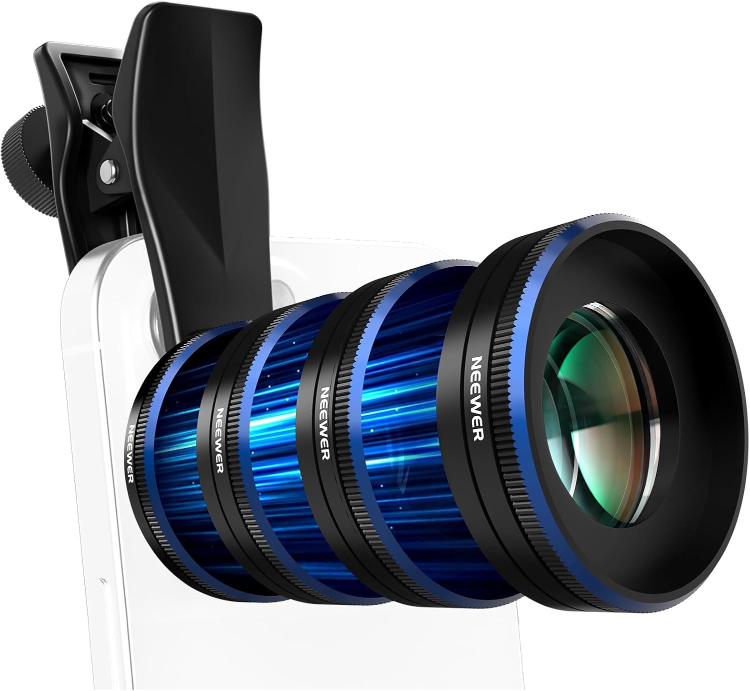NEEWER Phone Macro Lens Kit, 4 Pcs Stackable Magnetic Closeup Lens Attachment Set with 17mm Threaded Clamp, Clip On Photography Accessories Compatible with iPhone Android Samsung, LS-87