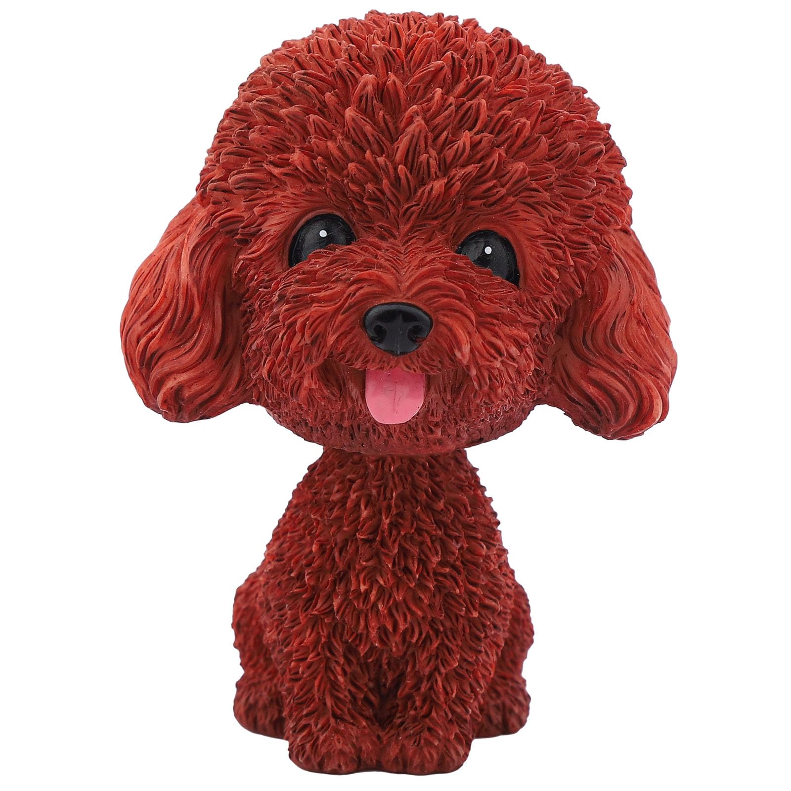 IBWell Mini Bobbing-Head Dog for Car Dash Board Decor（Poodle） (Brownish Red-NoBowTie)
