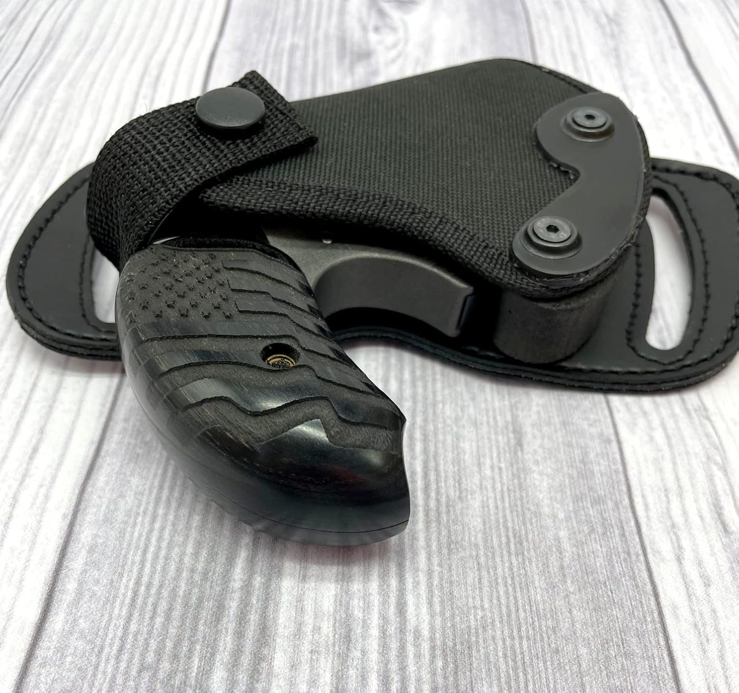 Right Hand Side or Small of Back (SOB) Belt Holster for Bond ARMS Old Glory Over/Under Derringer 45/410, 3.5" to 6" Barrel