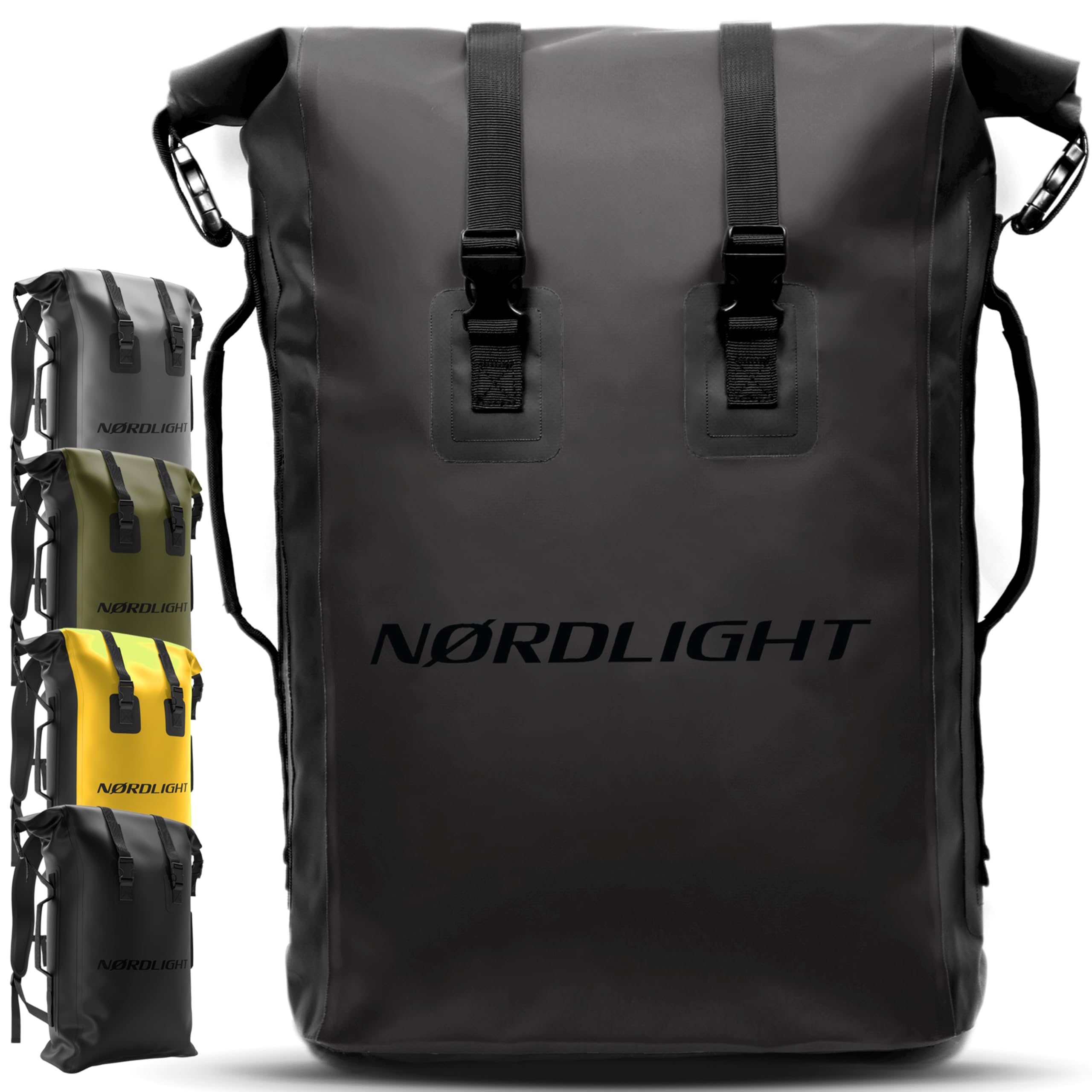 Nordlight Zaino Impermeabile Dry Bag 35l - (Nero) Roll Top con Cinghia di Trasporto Imbottita, per Bici, Messenger, Trekking, Pesca