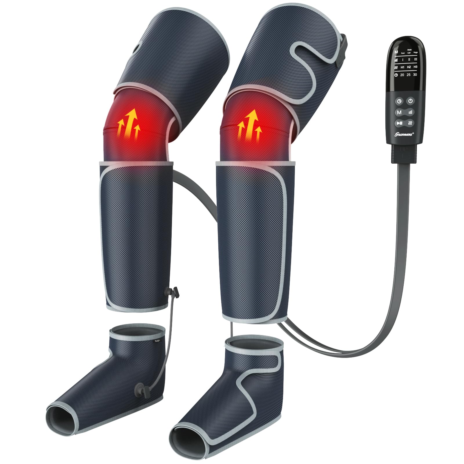 SLOTHMORE Leg Massager for Circulation and Pain Relief, Air Compression Foot Massager with 3 Heat Levels 4 Modes, 4-in-1 Foot Calf Knee & Thigh, Knee Heating Therapy, Gift for Mom Dad