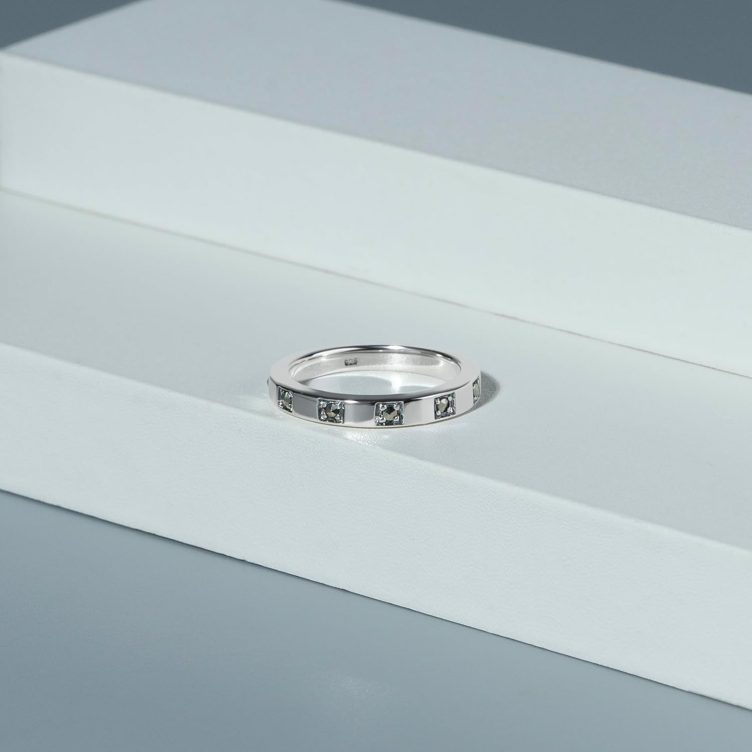 Gemondo USA 925 Sterling Silver Marcasite Simple Eternity Ring