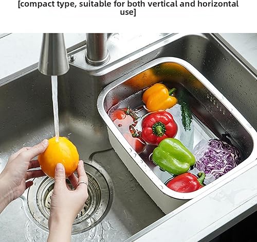 Miniatura 6 de Fabater Cuenco de lavado portátil de 7.5 L, 2 en 1, sartén grande de acero inoxidable con cesta de drenaje para fregadero, cuenco multiusos para