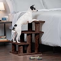 Vista 6 de Furhaven Steady Paws - Escaleras para mascotas de varios pasos para camas altas y sofás, color marrón, 3 escalones