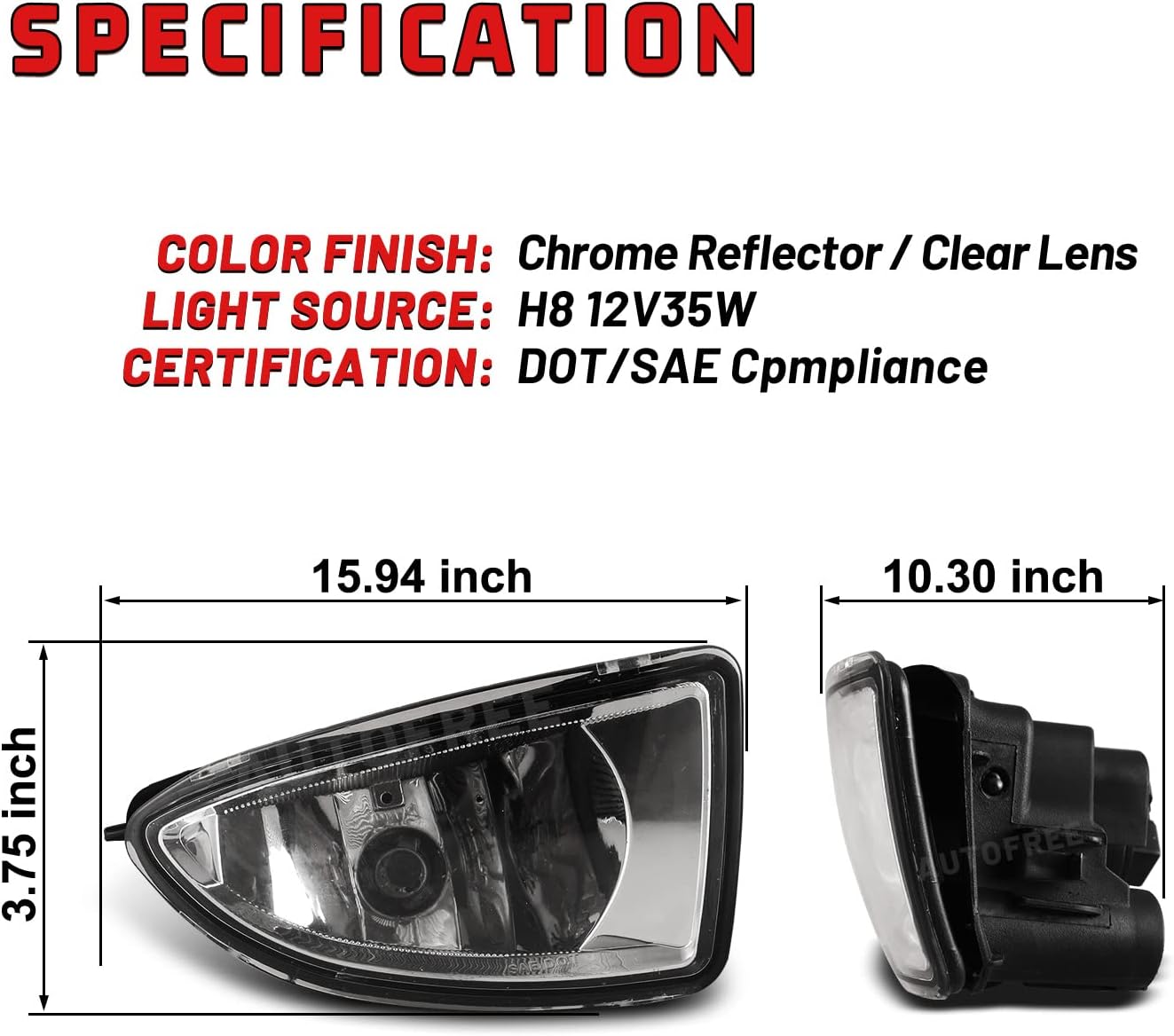 Fog Lights for Honda Civic 2004 2005 2/4 Door with H8 12V35W Fog Lamps Assembly Replacement Included Wiring Kits & Switch- 1 Pair (Clear Lens)