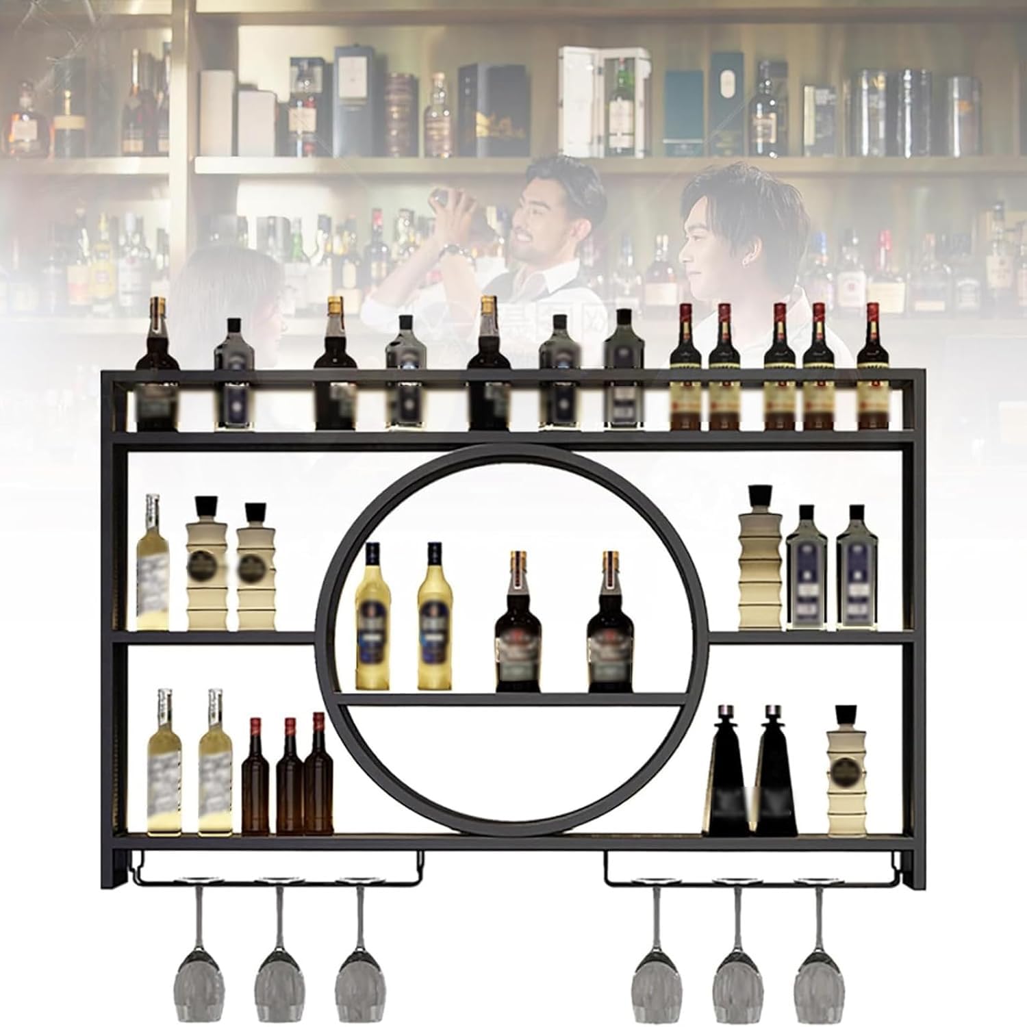 Vitrine murale en verre et bar à alcool suspendu pour cuisine design