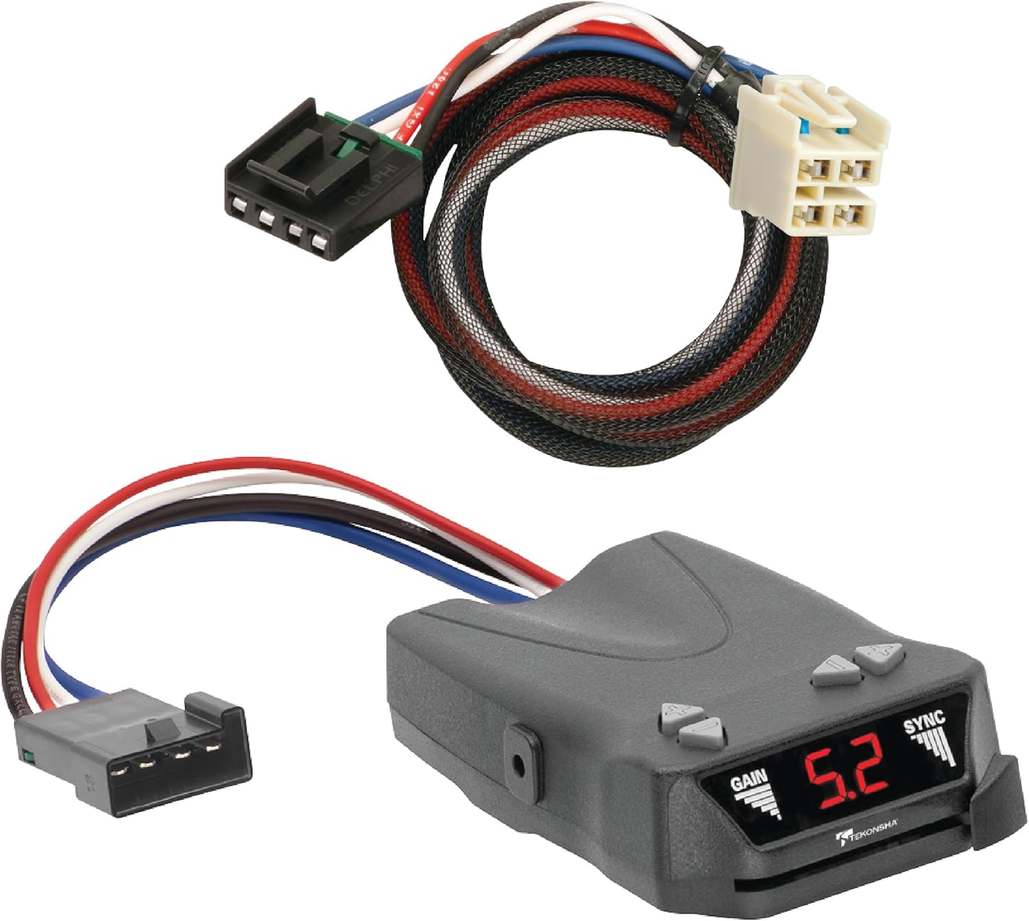 Tekonsha 8507120 Brakeman IV Time-Delay Brake Controller for Trailer with 1-4 Axles and 301600 Trailer Brake Controller Custom Harness for Select Model Chevy, GMC